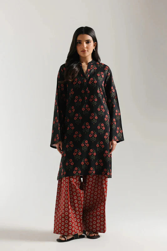 Aafiya Floral Printed Kurti With Chevron Pants Set