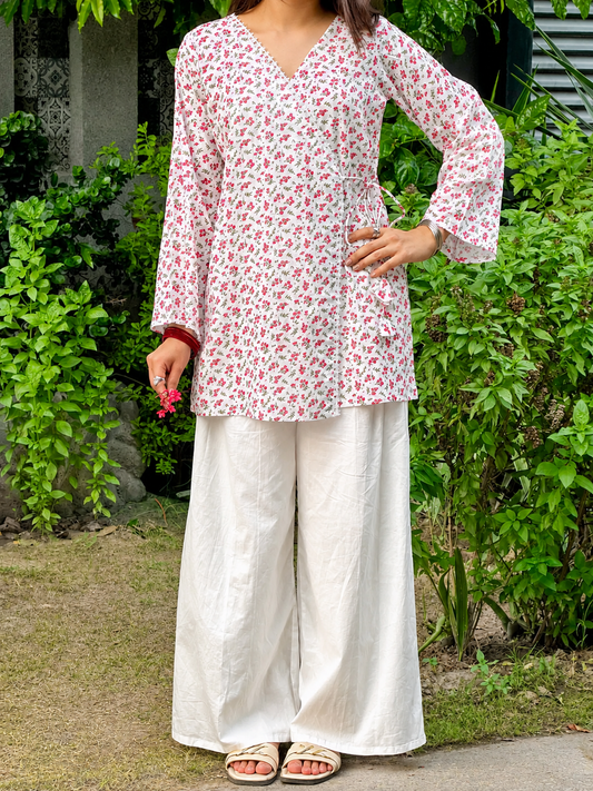 Pyari Floral Printed Cotton Co-ord Set with Wide-Leg Palazzo