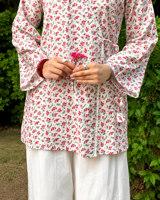 Pyari Floral Printed Cotton Co-ord Set with Wide-Leg Palazzo
